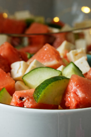 Wassermelonensalat mit Gurke und Feta Salat