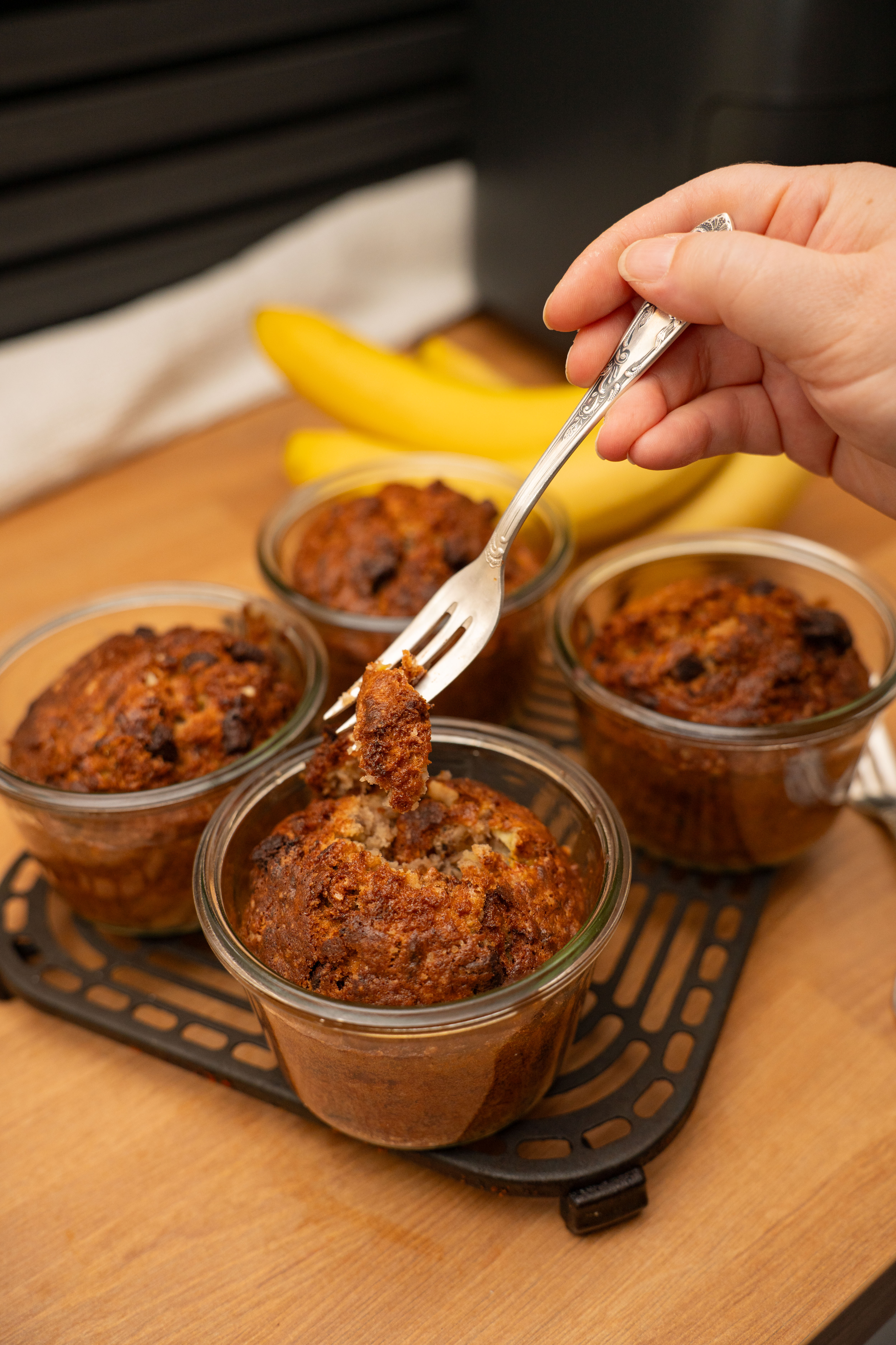Bananenbrot aus dem Airfryer im Glas