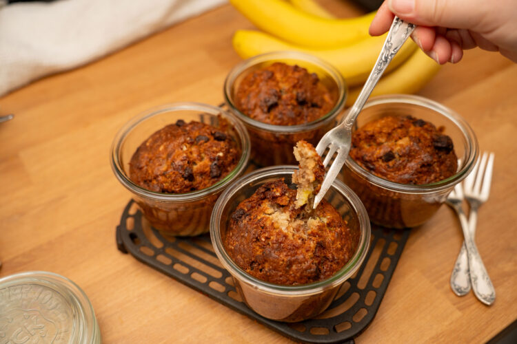 Bananenbrot aus dem Airfryer im Glas