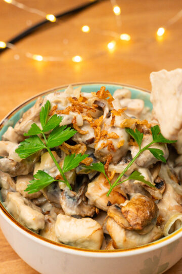 Hähnchengeschnetzeltes mit Champignons aus dem Airfryer