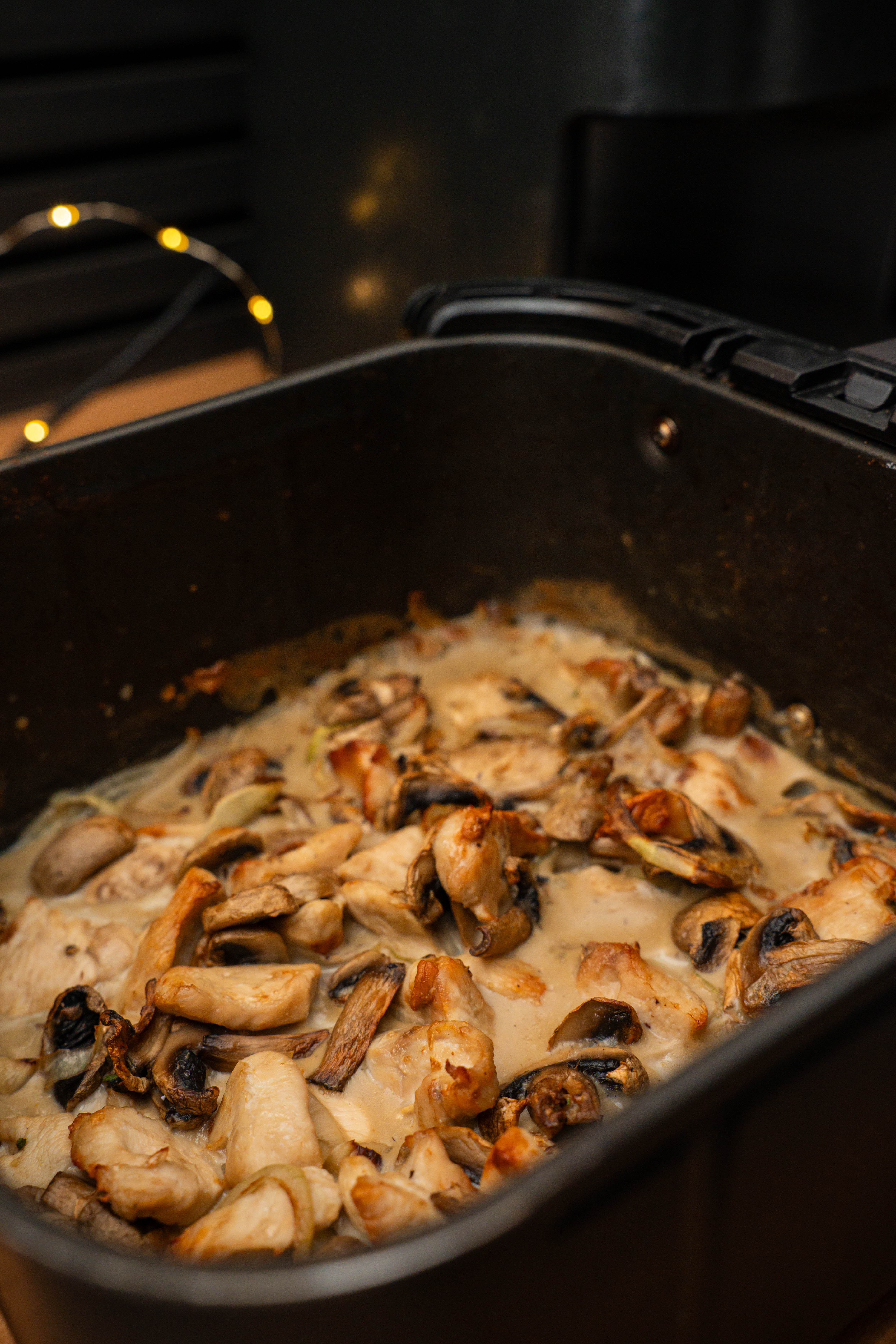 Hähnchengeschnetzeltes mit Champignons aus dem Airfryer
